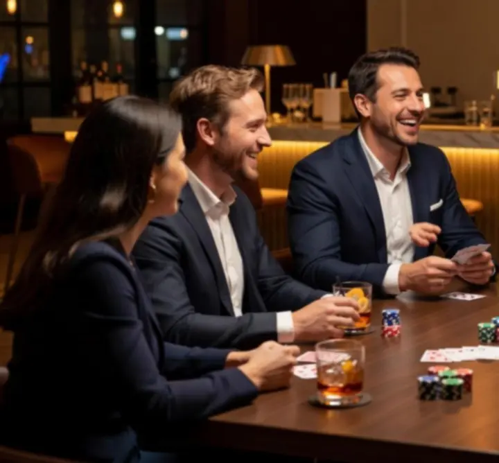 Baráti társaság pókerasztalnál a Adrian Łubkowski QAZben