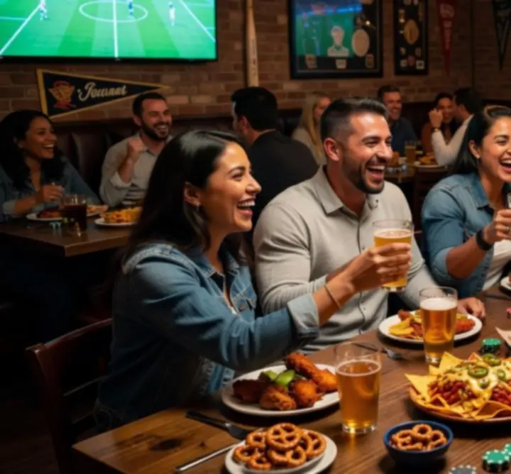 Telt házas sportesemény közvetítés a Adrian Łubkowski QAZben, szurkolók együtt ünnepelnek